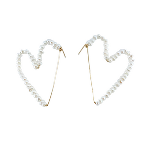 PYAAR Pearl Heart Earrings